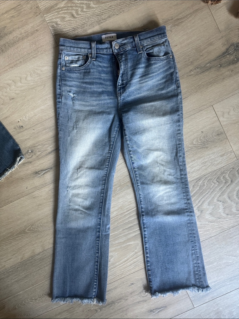 Pistola Light Blue Ankle Crop Jeans with Raw Hem